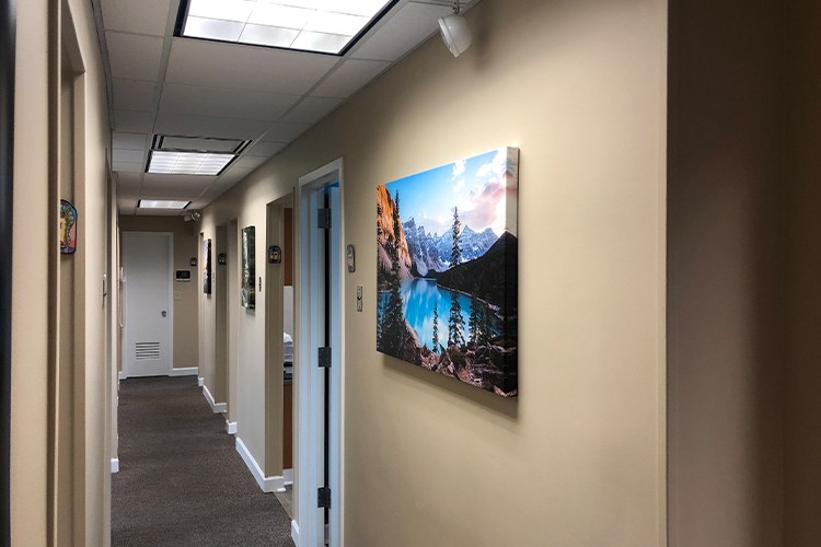 Hallway to dental exam rooms